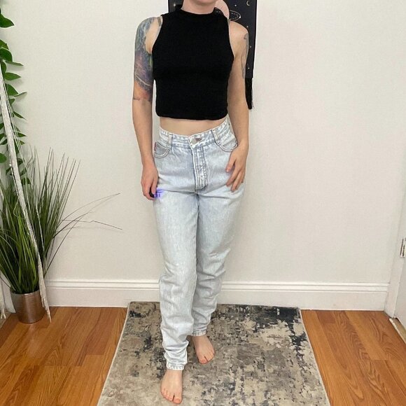 Vintage mom Bingo Distressed Straight Leg Ankle Jeans Light Wash Blue Size 23 - Picture 2 of 6